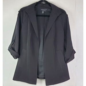 Peace of Cloth Open Blazer Panticular Button Cuff 1/2 Sleeve Pockets Black Sz 10